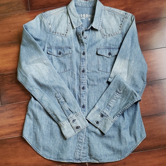 Gap denim stud top / S - Picture 1 of 4